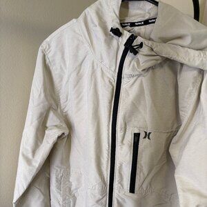 White Hurley windbreaker with hood